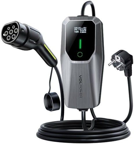 Colonnina Ricarica Auto Elettrica, 3.6KW 5M Cavo Ricarica Auto Elettrica Tipo 2, Wall Caricabatterie EV Box, 8-16A con Spina Schuko EU,Terminale di Ricarica Monofase IP65 (IEC 62196-2)