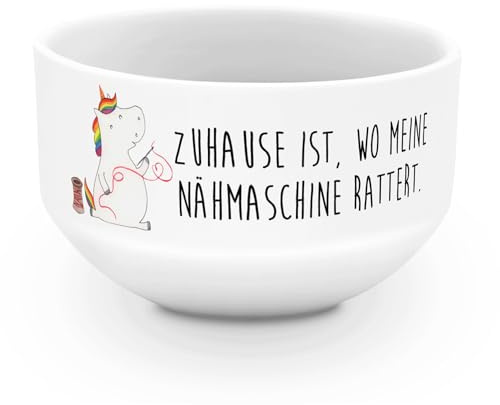 Mr. & Mrs. Panda Schüssel Einhorn Näherin - Geschenk, Unicorn, Häkeln, schale, Obstschale, dessertschale, Nähen, Stricken, Einhörner, Basteln, Müslischale, salatschälchen