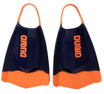 Arena Powerfin Pro II Schwimmflossen, Unisex, für Erwachsene, für Damen und Herren, Silikon, Kurze Klinge, Links/rechts, personalisierbar, Marineblau/Orange, Größe 39-40