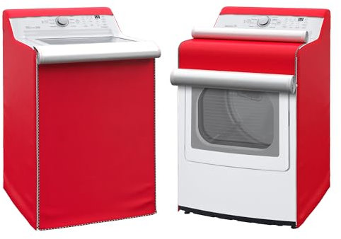 Waschmaschinen- und Trocknerabdeckungen, Waschmaschinen-Abdeckung, Trockner-Schutz, 73,7 x 68,6 x 109,2 cm, Rot, Polyester, wasserdicht, staubdicht, für Toplader- und Frontlader-Wäsche, Außenschutz, 2