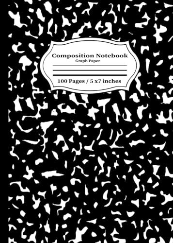 Composition notebook Graph paper: Quad Ruled 5x5paper,Black Marble cover, 5x7 Inche, 100 Pages ,for Students , Algebra, Calculus math science art,architecture , graphing