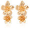 Goldene Doppel Blumenohrringe, Statement Goldene Blumen Ohrringe Boho-Chic Ohrringe Frauen Blumen Blumen Tropfenohrringe Feen Ohrringe Schmuck Besonderes Geschenk für Frauen und Mädchen