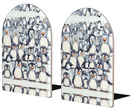 Drtgeds Serre-livres à croquis de bébés pingouins mignons pour étagères, serre-livres et organisateur de bureau, bloque-livres pour livres/films
