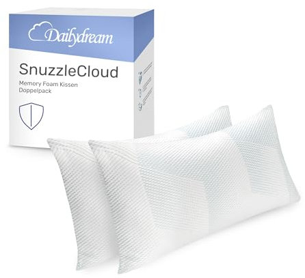 Dailydream SnuzzleCloud Memory Foam Kissen, ergonomisches Nackenstützkissen, 80x40x16 cm, 2 Stück, Weiß
