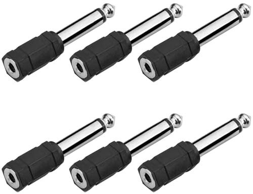 Greluma 6 pz adattatore da mono a 3,5mm da 6,35mm,convertitore jack maschio TS da 1/4 a femmina 1/8 per cuffie,microfono