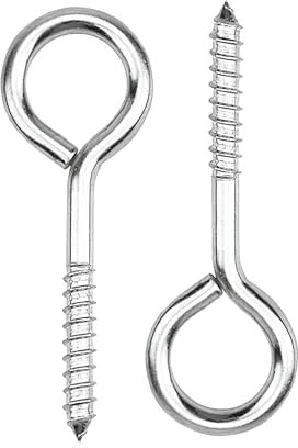 Eye Hook Screw 75mm x 10 Pcs Heavy Duty Small Stainless Steel Screw Zinc Plated Self Tapping Screws Hooks for wood, Ceiling, Curtain Rope, Hanging Wooden Frames, Fixing Wires