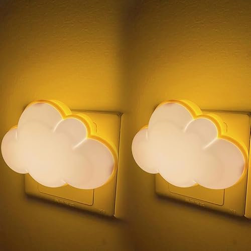 Veilleuse Enfant Bébé, Lot de 2 LED Lampe de Nuit Nuage Automatique, Lampe Nomade Enfant de Nuit avec Capteur Crépusculaire pour Chambre de Bébé, Lampe Mural Couloir, Escalier Éclairage