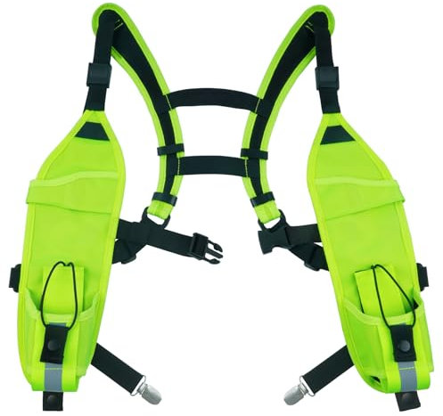 KUNN Radio Holster with Chest Buckle,Double Shoulder Radio Harness Walkie Talkie Holder Shoulder Holster Radio Shoulder Holster Radio Harness Holster Universal Holster for Police,Lime