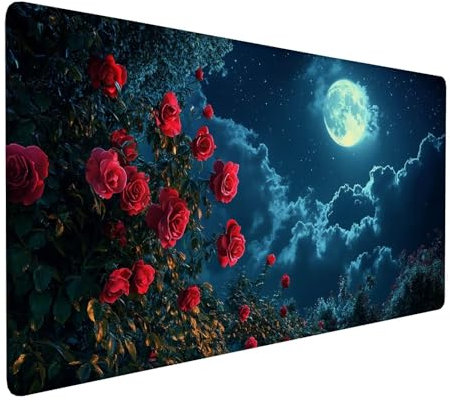 Blue Mouse Pad Moon Large Mouse Mat for Desk 800 x 400 x 3 mm, Gaming Mouse Mat with Stitched Edges, XXL Mousepad Waterproof, Mouse Pad with Non-Slip Base, Extended Large Size Keyboard Desk Mat Y-96