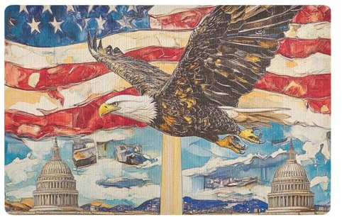 Fußmatten mit amerikanischer Flagge, waschbar, für den Eingangsbereich, rutschfest, 81,3 x 50,8 cm
