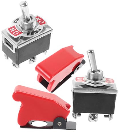 LALADEFIEE 2stücke Heavy-duty Kippschalter Mit Schutzdeckel Für Auto Lkw off Rockerschalter Für Zuverlässige Anwendungen Fahrzeugen Und Elektronikgeräten