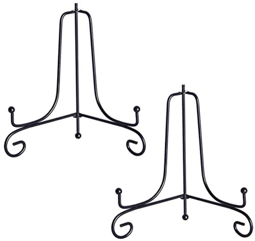 IMIKEYA Sturdy Wrought Iron Plate Stands Set 2pcs Plate Holders for Displaying Books Picture Easels Book Holder Stands