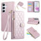 Rosbtib Étui pour Samsung Galaxy A35 5G 6.6 Pouces 2024, Coque pour téléphone Portable en Cuir PU avec Broderie en Losange, Galaxy A35 5G Étui à Rabat avec dragonne et bandoulière, Rose