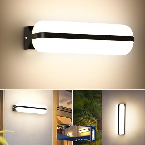 Letlit LED Wandleuchte Innen - 2 Stück, 20W 2000LM Moderne Wandlampe Außen Up and Down Belechtung, 4000K IP65 Feuchtraumleuchte Aussenlampe Wand Kellerlampe, LED Lampe für Treppe Flur Keller Garten WC