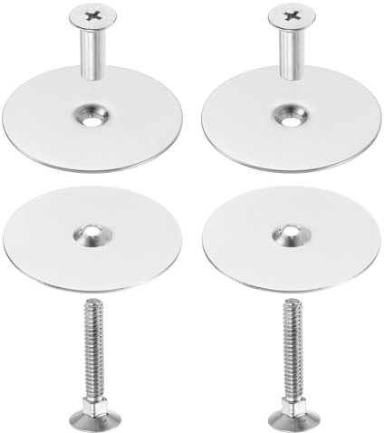 sourcing map 16 Set Door Hole Cover Plate, 2-5/8 Diameter Round Deadbolt Cover Plate Metal Door Knob Handle Hole Filler Plate with Connecting Screws, Silver