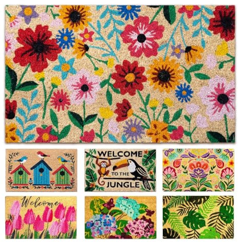 LUA VIKA Coir Doormat - Botanic - 40x70 cm - Outdoor Door mat - Front Door mat outside - Doormats outside