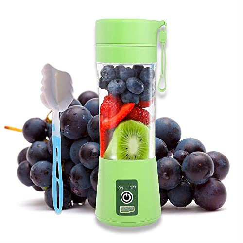 Portable Blender, Smoothie Maker, Mini Blender, Fruit Mixer, Milkshakes Ice Maker, 380 ml Travel Handheld Blenders for Soft Fruit, 6 Stainless Steel Blades, USB Rechargeable 2000 mAh, Green