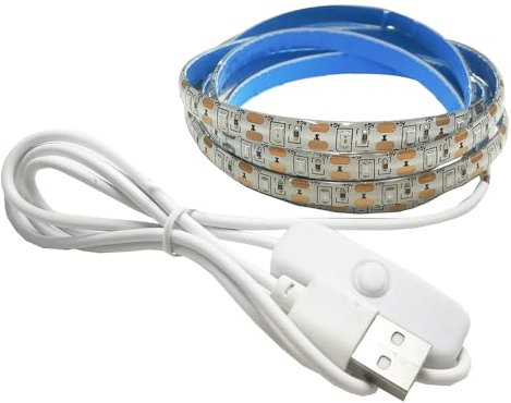 Vrabocry 5V USB LED Streifen Licht blau 3M/9.84FT Strip Lichtband 2835 IP65 Wasserdicht 180 LEDs mit Schalter band Lichtleiste Leiste für Schlafzimmer, Küche Dekoration