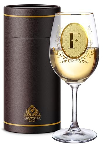 CROWNLY CRYSTAL® Compleanno Idee Natale Bicchiere Vino Personalizzato Fidanzata Colleghe (F)