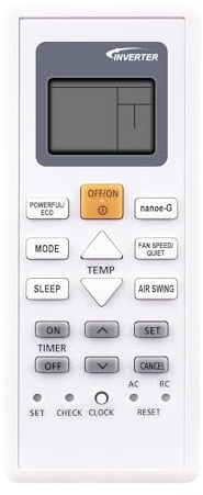 Telecomando di Ricambio applicabile per Panasonic Inverter Air Conditioner | Nanoe-G PU9VKH-8 （Fonction de refroidissement uniquement）
