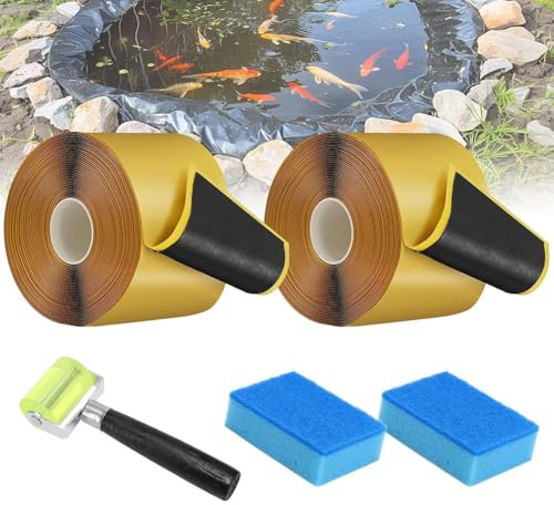 Barturry Bande Adhésive D'Étanchéité pour Bâche de Bassin Bande D'Étanchéité Auto-Adhésive pour Réparation D'Étanchéité de Bassin et Toit