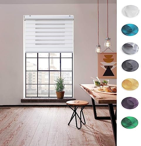 Store enrouleur occultant réglable 105 x 150 cm Protection UV jour/nuit Store vénitien avec chaînette Fixation murale/plafond Blanc