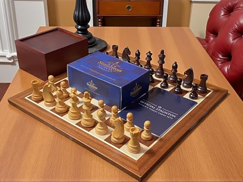 XL Grandmaster Chess Set, Acacia Pieces with Mahogany Sapele Board and Box, 19 Inch