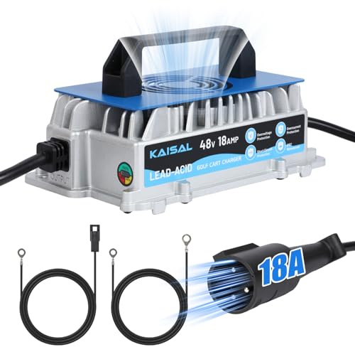 KAISAL 48V 18A Golf Cart Battery Charger | for Club Car Golf Cart, Smart Stage & Trickle Charge, for 48 Volt Lead-Acid Batteries,IP67 Waterproof