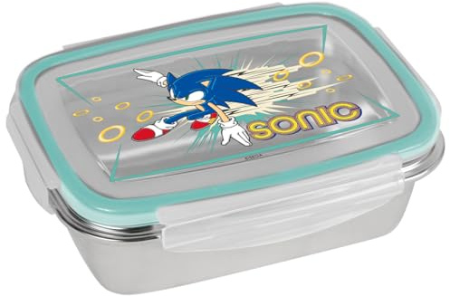 Brotdose Sonic Retro 850ml Edelstahl | Brotbox | Lunchbox | Comic | luftdicht | lebensmittelecht | GEDA Labels