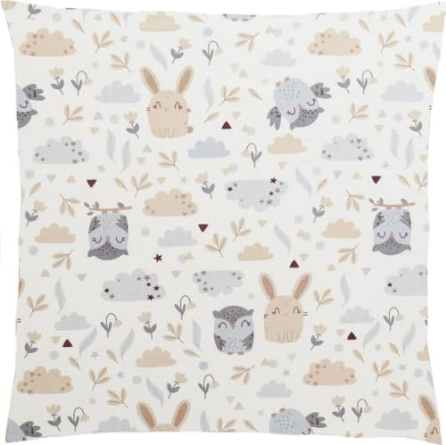 Aisawate Kinder Kissenbezug Dekorativ Gemustert 80 x 80 cm, 1 Pack Baby Kleinkind Kissen Kissenbezüge für Kinderwagen, Bio Baumwolle Kopfkissenbezug mit Reißverschluss