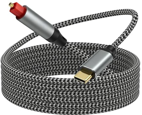 MEIRIYFA USB C auf Optisches Audiokabel, Unidirectional USB Typ C Male auf SPDIF Port Male Glasfaser Digital Audio Kabel für Computer, PC, Laptop, Soundbar (Silber, 1.5M)