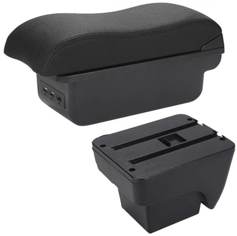 Armlehne Box Für Seat Für Ibiza MK4 6J 6L IV 2018 2019 2020 2021 2022 2023 2024 2025 Armlehne Aufbewahrungsbox Nachrüstteile Innenraum Armlehnenbox(B Black line 3USB)
