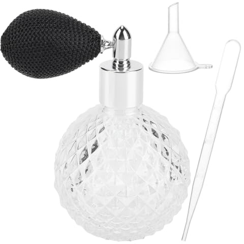 GORGECRAFT 100ml Air Bag Perfume Bottle Clear Crystal Perfume Bottles Vintage Atomizer Spray Bottle Refillable Empty Glass Pump Sprayer Makeup Tools with Funnel and Dropper for Cocktail Lotion Oil