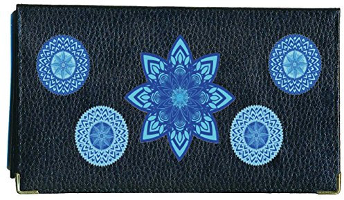 Syl'la Porte chéquier Porte Carte, en Cuir Noir Mandala Zen