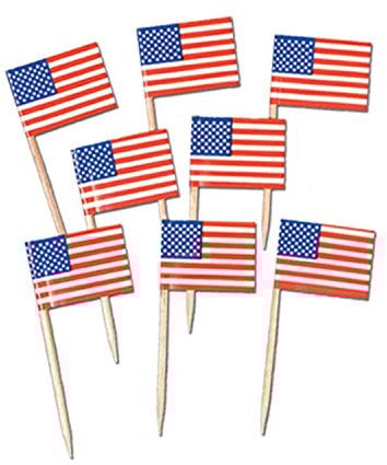 SHATCHI Zahnstocher mit US-Flagge, für Cupcake-Dekorationen im 4. Juli (50 Stück/200 Stück/500 Stück), Multi, 50pcs