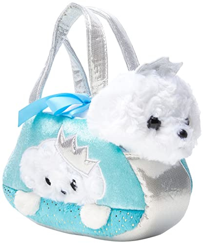Aurora, 60847, Fancy Pal, Peek-a-Boo Welpe mit Krone, 20cm, Plüschtier, weiß/blau, Multicolor, One Size