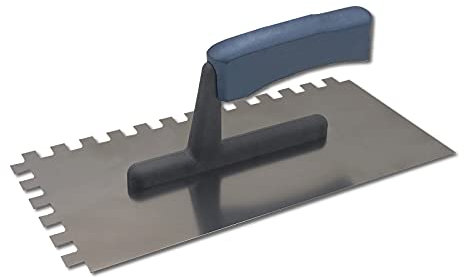 DEWEPRO Zahnkelle 10x10 mm CLASSIC - Edelstahlblatt 270x130mm - Säurebeständig und Rostfrei - ergonomisch geformter Holzgriff
