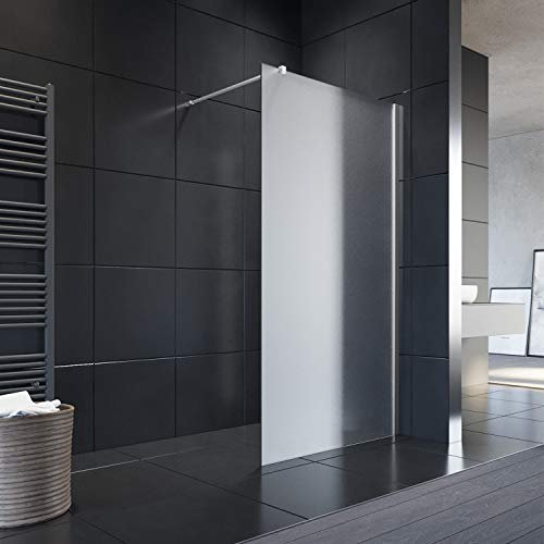 ELEGANT 110x200 cm Walk-In Dusche mit Stabilisator aus 8 mm Vollsatiniert Glas inkl. Nanobeschichtung