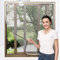 NeatiEase Adjustable DIY Magnetic Fly Screen Window Max 120x 180 cm, Full Frame Magnetic Strip Easy Installation Fits Any Size Smaller Insect Mesh Mosquito Bug Net for Windows (White Frame Grey Net)
