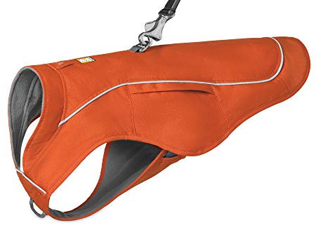 Ruffwear Overcoat Fuse 2-in-1-Kombination aus Hundemantel und -Geschirr, mit Fleece Gefütterte Hundejacke – Canyonlands-Orange, S