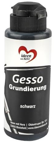 Ideen mit Herz Gesso | Premium-Grundierung für Acryl- & Ölfarben | stark deckend | 120 ml (schwarz)
