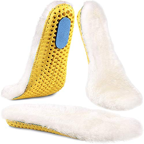 Ailaka Sheepskin Sport Wool Insoles for Women & Men, Extra Thick Fur Fleece Replacement Warm Inserts for Shoes Boots Slippers Sneakers