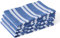 Encasa Kitchen Cloth for Cooking | Cotton Hand Towel for Drying Dishes | 70x45 cm Tea Towels | Highly Absorbent for Cleaning & Quick Drying of Plates & Glasses | Franca Blue Stripes (Set of 4 Pieces)