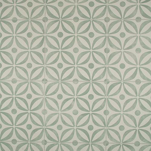 Patterned Tile Effect Cosmic Vinyl Flooring 2.5mm Realistic Foam Backed Lino Slip Resistant (Sea Green Antique Diamonds, 2.5m x 4m)