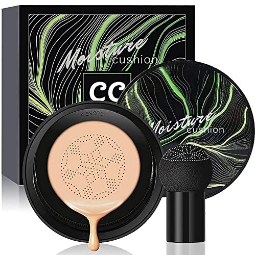 Mushroom Head Air Cushion CC Cream Foundation Cover Concealer, Nude Makeup Moisturizing Brightening Pigment Liquid Foundation (1 Pack)