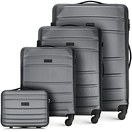 WITTCHEN Koffer-Set 4tlg. Trolley Koffer Reisekoffer aus ABS Hartschalen Trolley 4 Rollen Kombinationsschloss Reisekofferset Gepäckset Handgepäck Set Grau