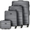 WITTCHEN Koffer-Set 4tlg. Trolley Koffer Reisekoffer aus ABS Hartschalen Trolley 4 Rollen Kombinationsschloss Reisekofferset Gepäckset Handgepäck Set Grau