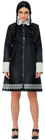 Smiffys Das Mittwochskostüm der Familie Addams, Kleid und Perücke