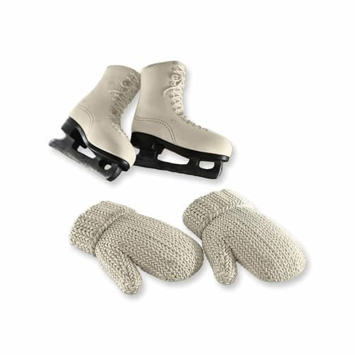 Loberon Anhänger 4er Set Collines, Schlittschuhe und Handschuhe, Nostalgischer Charme, Weihnachtsdeko, Christbaumschmuck, Weihnachten, Polyresin, Polyester, weiß