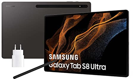 Samsung Galaxy Tab S8 Ultra con caricatore - Tablet da 14,6 (16 GB RAM, 512 GB di archiviazione, Wi-Fi, Android 12) Nero - Versione spagnola